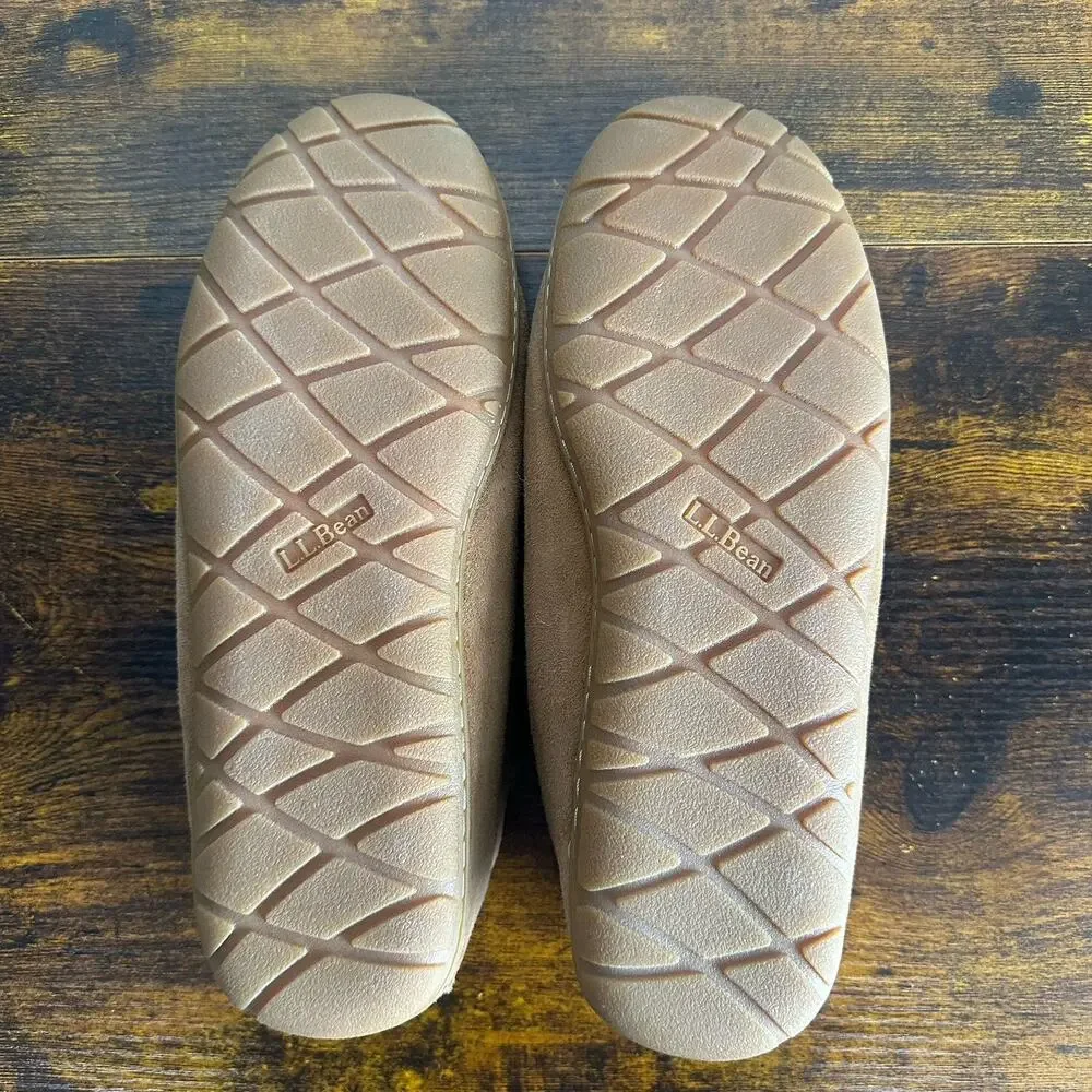 L.L. Bean Men’s Wicked Good Suede & Lamb Fur Slippers Venetian Loafers Size 10